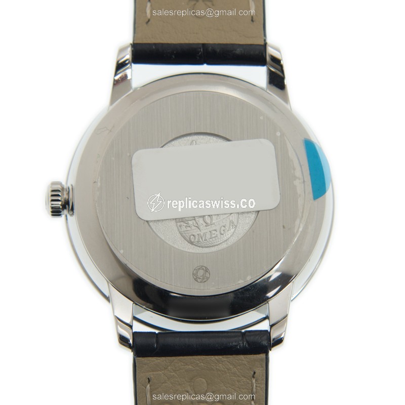 Omega De Ville Replica - Auto - Steel - Gray - Blue Leather - View 3