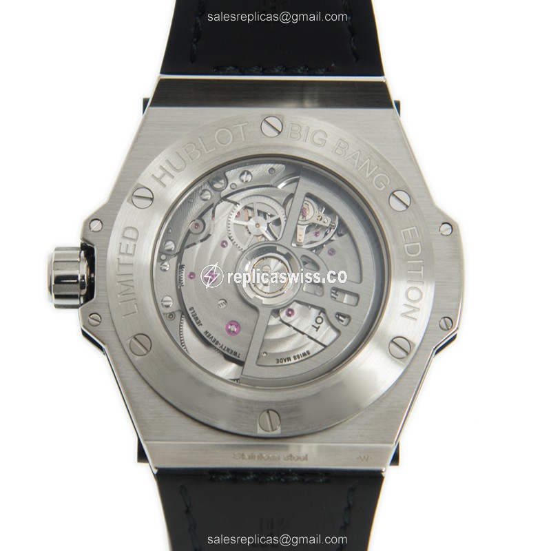 Hublot BIG BANG Replica - Automatic - Diamond Case - Blue Dial - Leather Strap - View 3