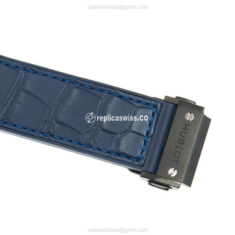 Hublot Classic Fusion Replica - Automatic - Steel Case - Blue Dial - Leather Strap - View 4