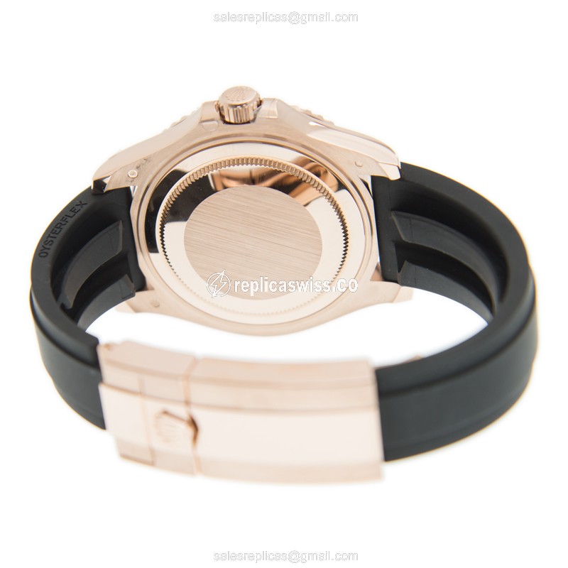 Rolex Yacht Master Replica - Automatic - Rose Gold - Black Dial, Rubber Strap - View 4