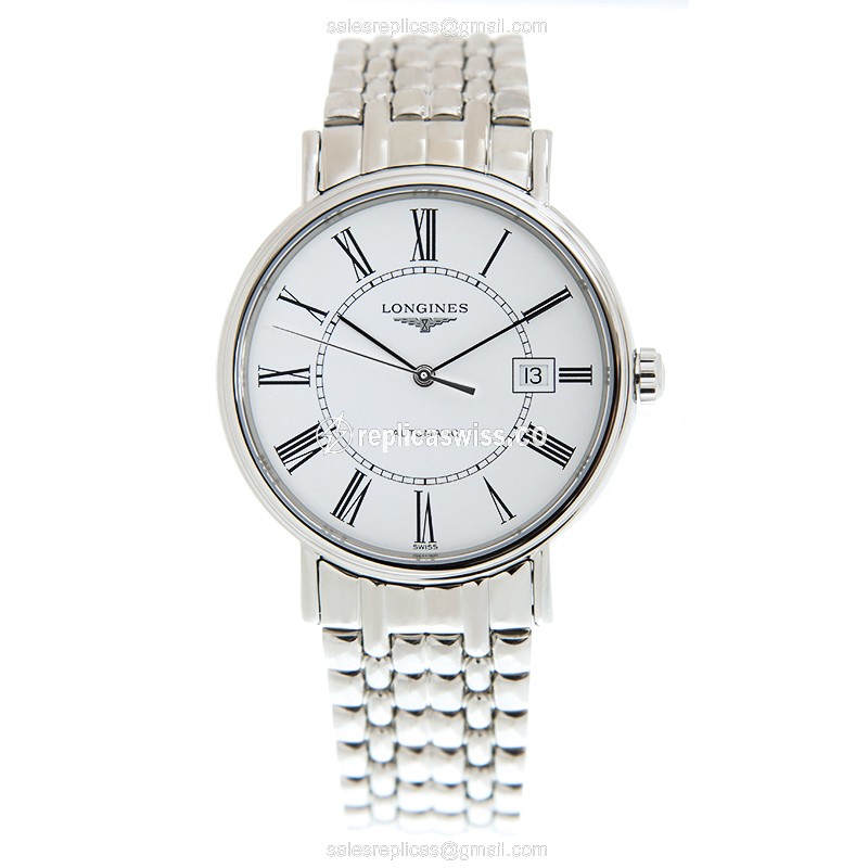Longines Presence Replica - Automatic - Stainless Steel - White Dial - Silver Clasp - View 2