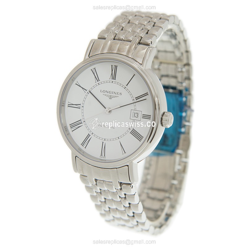 Longines Presence Replica - Automatic - Stainless Steel - White Dial - Silver Clasp - View 3