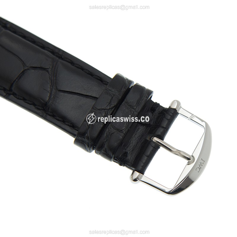 IWC Portofino Replica - Automatic - Steel Case - Black Dial - Alligator Black Strap - View 4