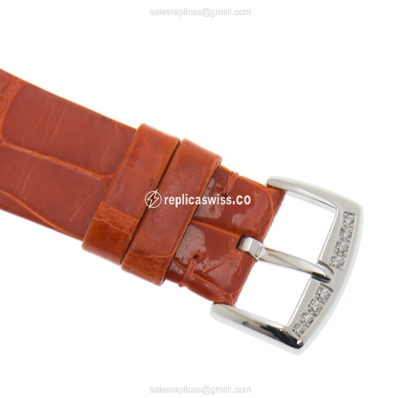 Franck Muller 8038QZ SNR D CD - Quartz - 18kt White Gold - Diamond - White Dial, Orange Leather - View 4
