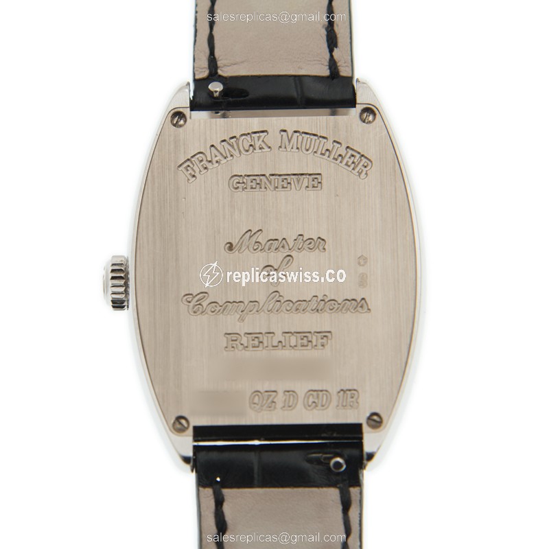 Franck Muller 7502 QZ D CD 1R CINTREE CURVEX - Quartz - 18kt White Gold - Diamond Dial, Black Leather Strap - View 3
