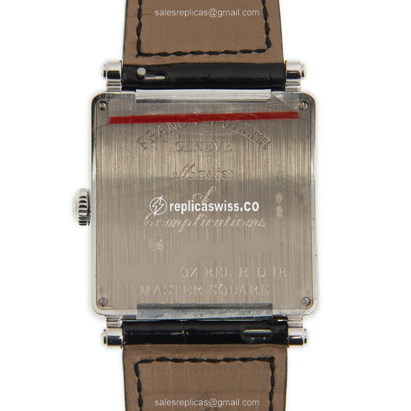 Franck Muller 6002 M QZ REL R D 1R - Quartz - 18kt White Gold - Diamond - Brown Leather - Buckle - View 3