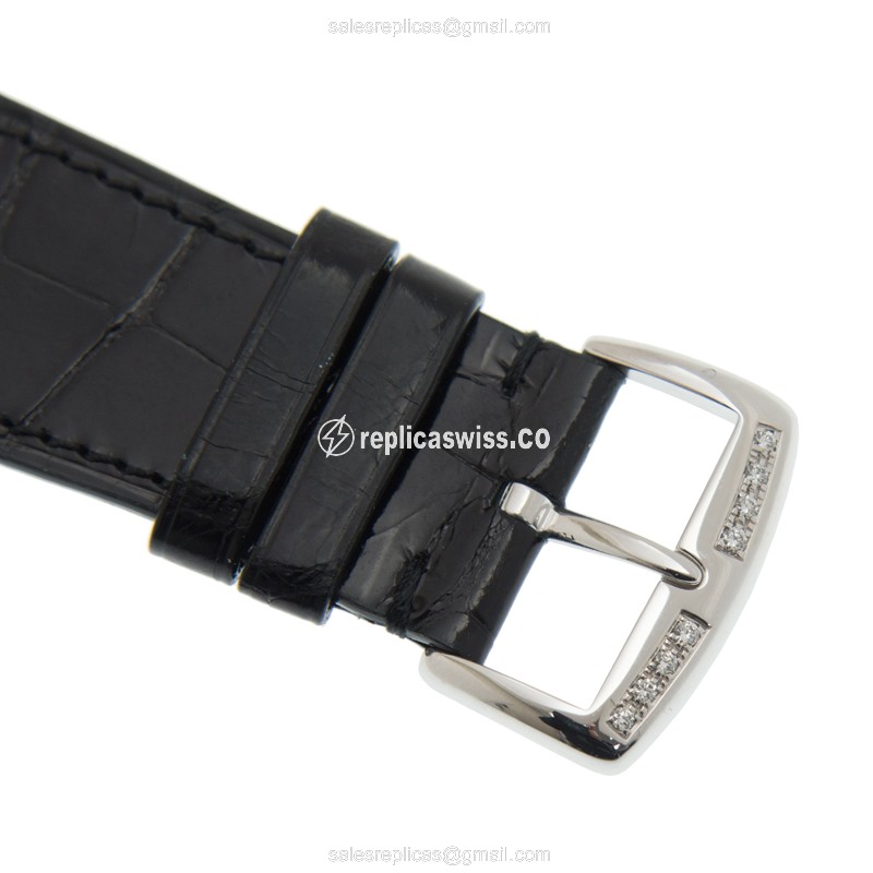 Franck Muller 6002 M QZ REL R D 1R - Quartz - 18kt White Gold - Diamond - Brown Leather - Buckle - View 4