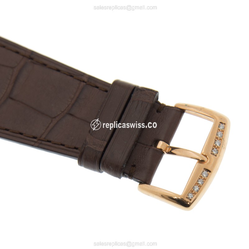 Franck Muller 6000 H SC DT R D 1R Replica - Automatic - Rose Gold Case - White Dial - Leather Strap - View 4