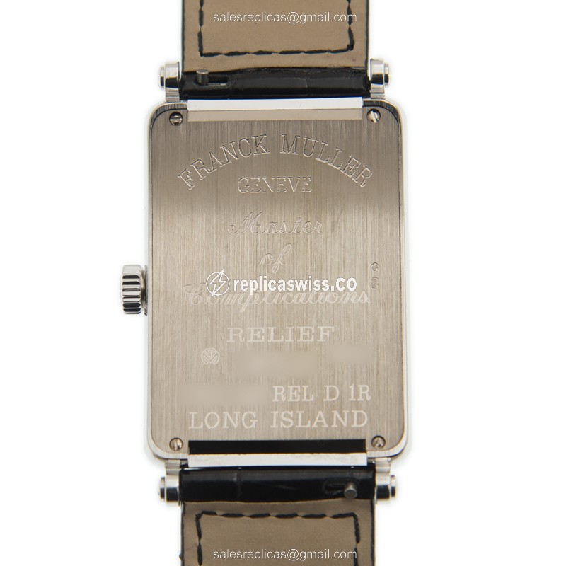 Franck Muller 1002 QZ REL D 1R LONG ISLAND - Quartz 18kt White Gold Buckle, White Leather Strap - View 3