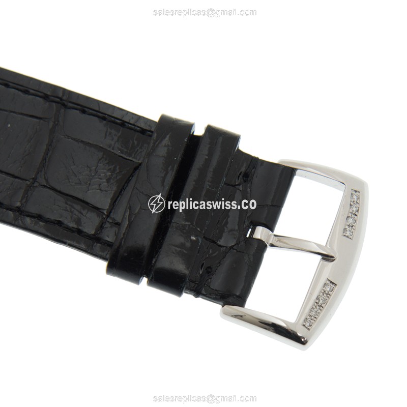 Franck Muller 1002 QZ REL D 1R LONG ISLAND - Quartz 18kt White Gold Buckle, White Leather Strap - View 4