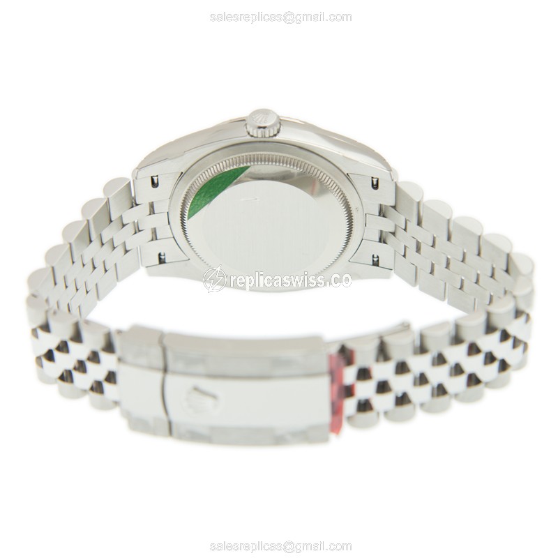 Rolex Datejust Replica - Automatic - White Gold - Blue Dial - Steel Clasp & Silver Strap - View 4