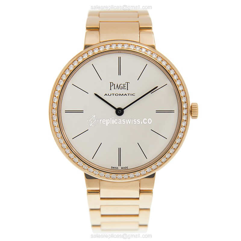 Piaget ALTIPLANO 18kt Rose Gold - Automatic - White Dial - Gold Strap - View 2