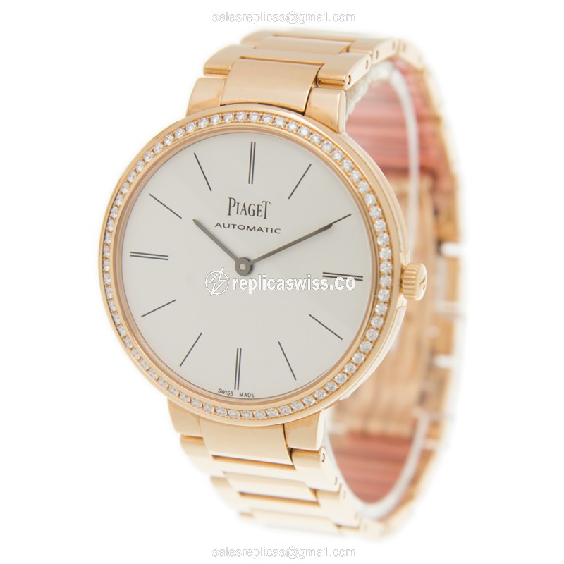 Piaget ALTIPLANO 18kt Rose Gold - Automatic - White Dial - Gold Strap - View 3