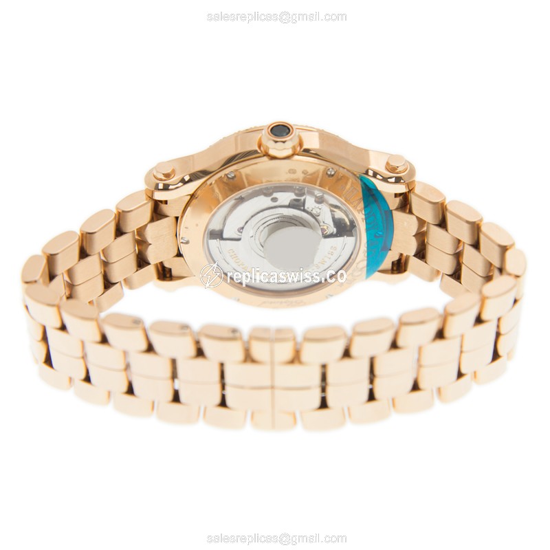 Chopard Happy Sport Replica - Automatic - Rose Gold Case & Diamonds - White Dial - View 4