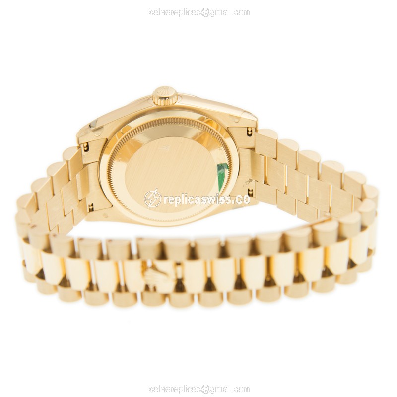 Rolex Day-Date Replica - Automatic, 18kt Yellow Gold - Purple Dial, Gold Clasp & Strap - View 4