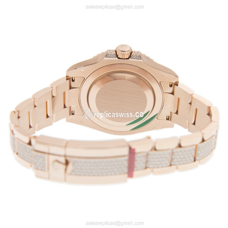 Rolex GMT-MASTER II Replica - Automatic - Rose Gold Case - Diamond Bezel - View 4