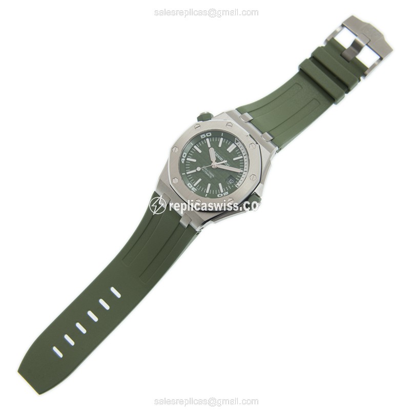 Audemars Piguet Royal Oak Offshore Replica - Automatic - Green Dial - Rubber Green Strap - View 2