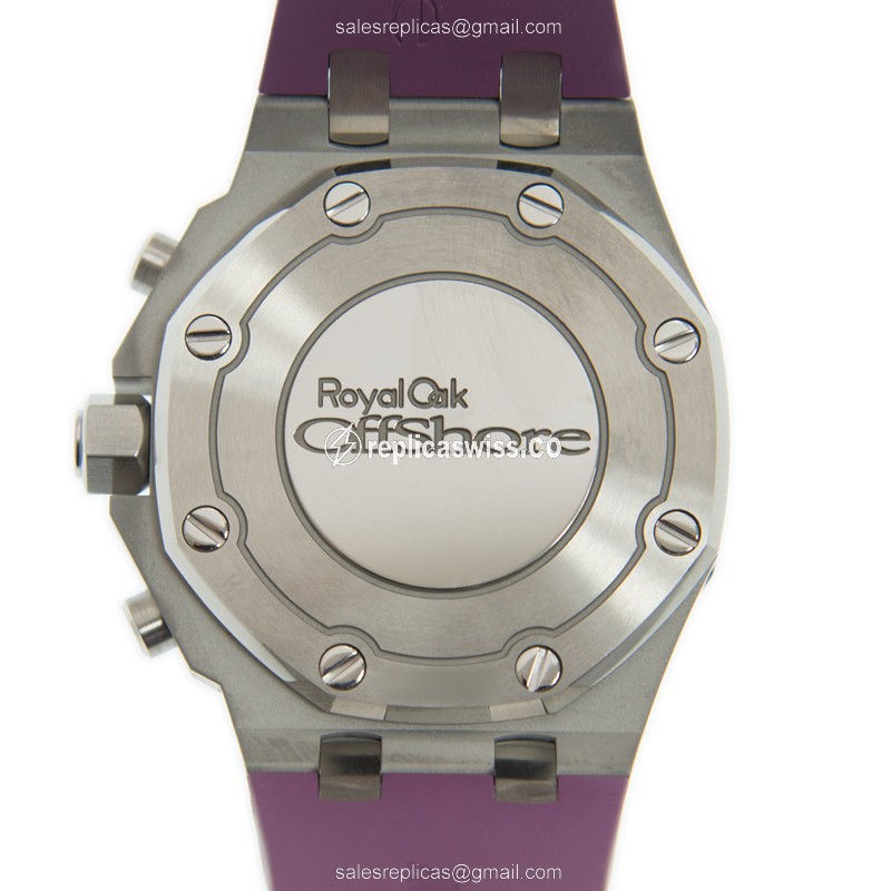 Audemars Piguet ROYAL OAK OFFSHORE Replica - Automatic - Diamond Case - Purple Dial - Rubber Strap - View 3