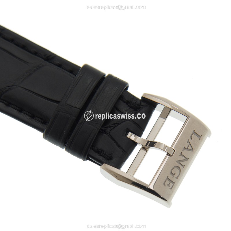 A. Lange & Sohne Zeitwerk Replica - Automatic - 18kt White Gold - Black Dial - Leather Strap - View 4