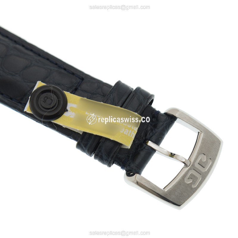 Glashutte Senator Sixties Replica - Automatic - Blue Dial - Steel Case - Blue Alligator Strap - View 4