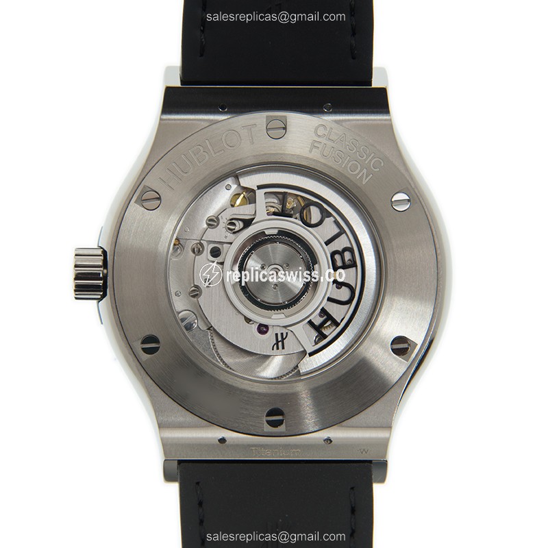 Hublot Classic Fusion Replica - Automatic - Titanium Case - Black Dial - Rubber Strap - View 3