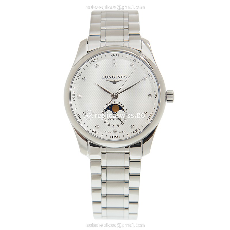 Longines L2.909.4.77.6 Replica - Automatic - Steel Case - White Dial, Silver Clasp - View 2