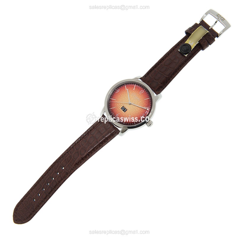 Glashutte Senator Sixties Replica - Automatic - Red Dial - Steel Case - Brown Alligator Strap - View 2