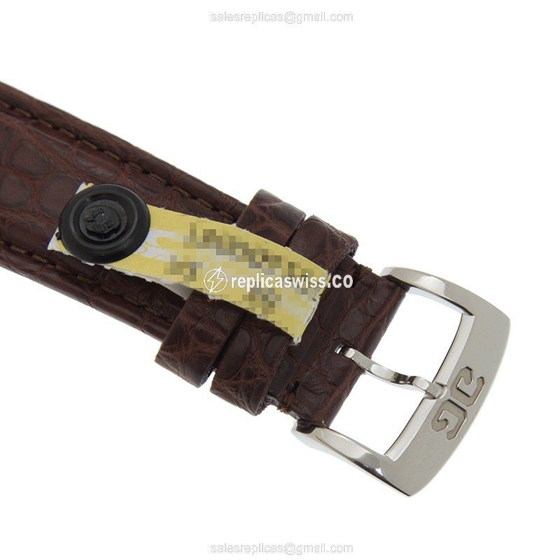 Glashutte Senator Sixties Replica - Automatic - Red Dial - Steel Case - Brown Alligator Strap - View 3