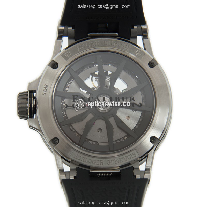 Roger Dubuis RDDBEX0748 EXCALIBUR SPIDER - Automatic Titanium - Skull Dial - Grey Leather Strap - View 3
