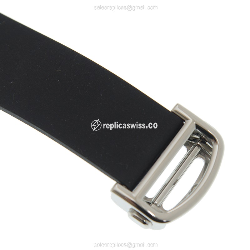 Cartier Santos Replica - Automatic - Steel - White Dial - Black Rubber Strap - View 4