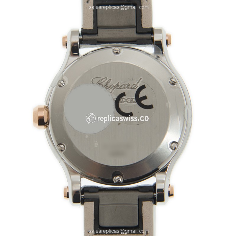 Chopard Happy Hearts Replica - Quartz - 18kt Rose Gold & Steel - White Dial, Buckle Clasp - View 3