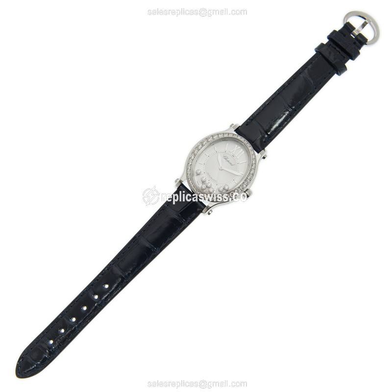 Chopard Happy Sport Replica - Automatic - White Dial - Diamond - Alligator Black - View 2