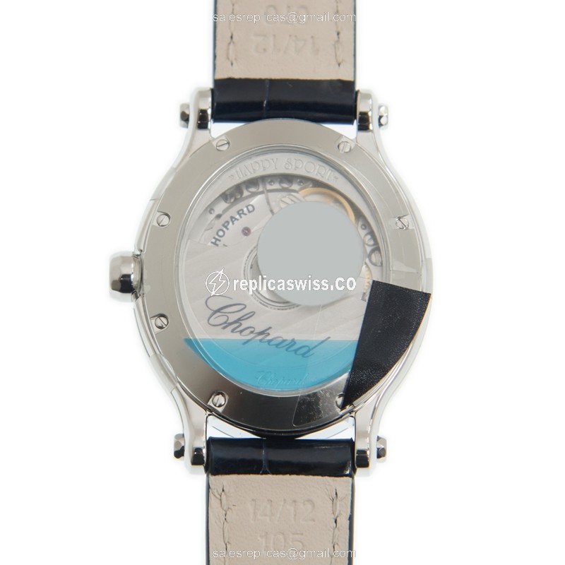 Chopard Happy Sport Replica - Automatic - White Dial - Diamond - Alligator Black - View 4