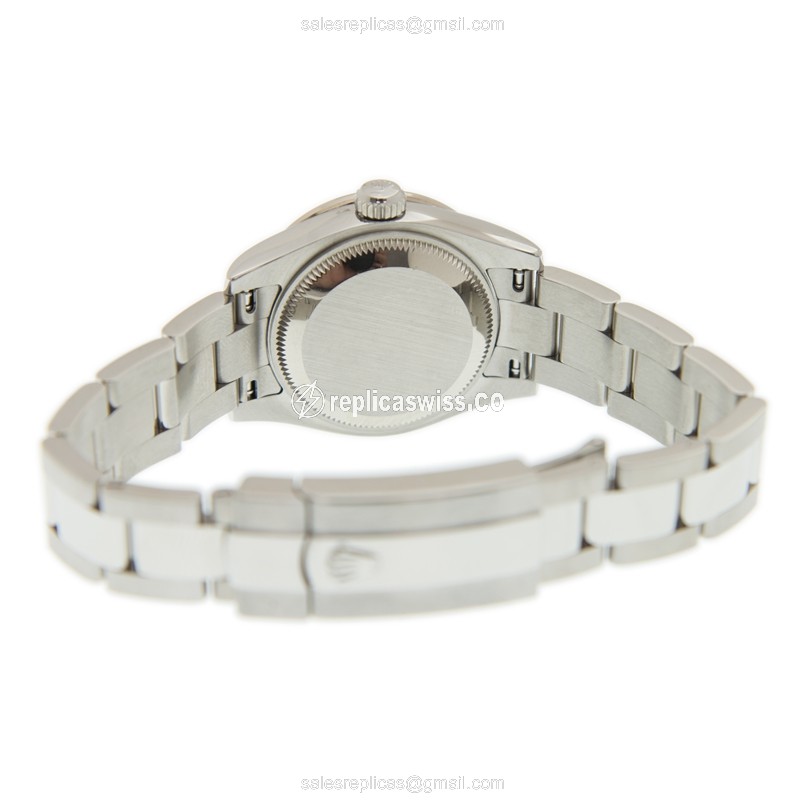 Rolex Lady Datejust Replica - Automatic - White Gold & Diamond - Steel Case - View 4