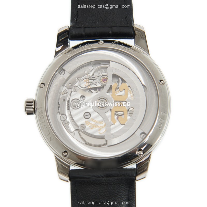Glashutte Senator Manual Winding Skeletonized - Automatic - Steel Case - White Dial - Black Alligator Strap - View 3