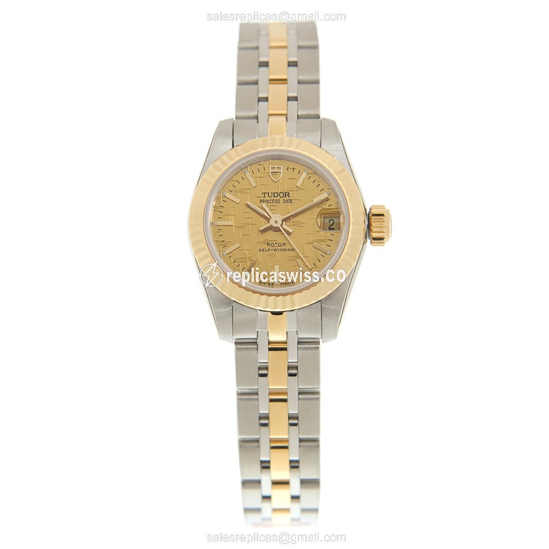 Tudor Princess Date Replica Watch - Gold & Steel - Gold Dial - View 2