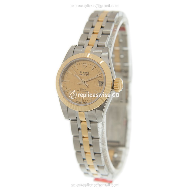 Tudor Princess Date Replica Watch - Gold & Steel - Gold Dial - View 3