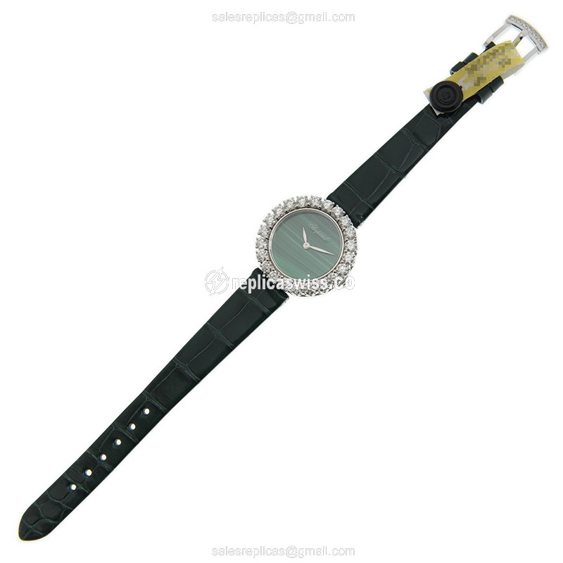 Chopard 13A378-1001 L Replica - Automatic - 18kt White Gold - Green Dial - Diamond Accents - View 2