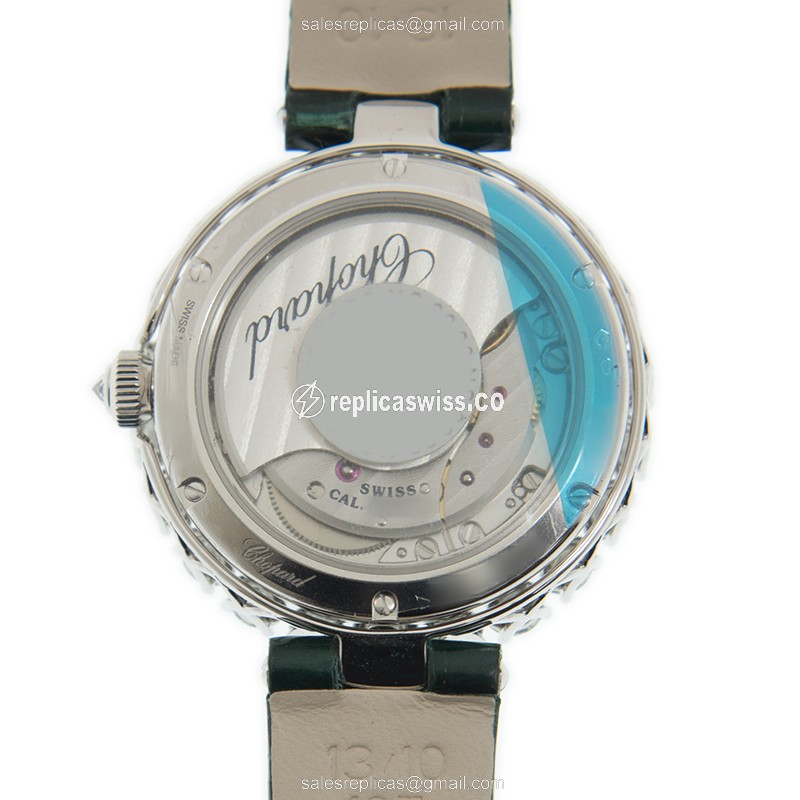 Chopard 13A378-1001 L Replica - Automatic - 18kt White Gold - Green Dial - Diamond Accents - View 3