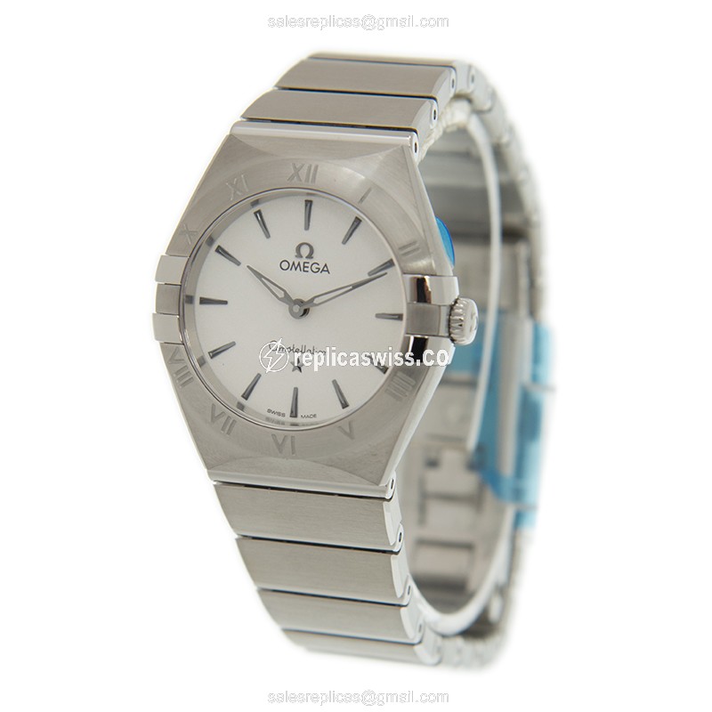 Omega Constellation Replica - Quartz - Stainless Steel Case - White Dial - Silver Clasp & Steel Strap - View 3