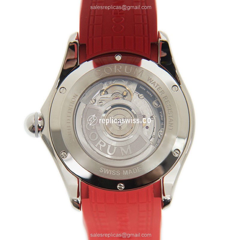 Corum Bubble Replica - Automatic - Red Steel Case - Red Dial & Rubber Strap - View 3