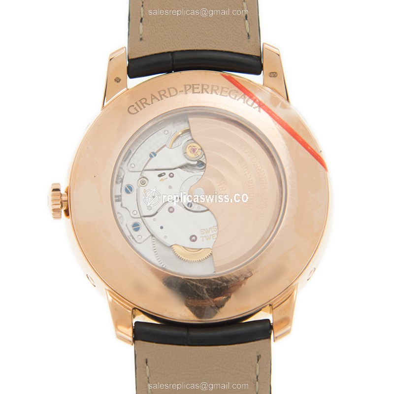 Girard Perregaux 49535-D52 1966 Replica - Automatic 18kt Rose Gold - Diamond White Dial Black Buckle Alligator - View 3