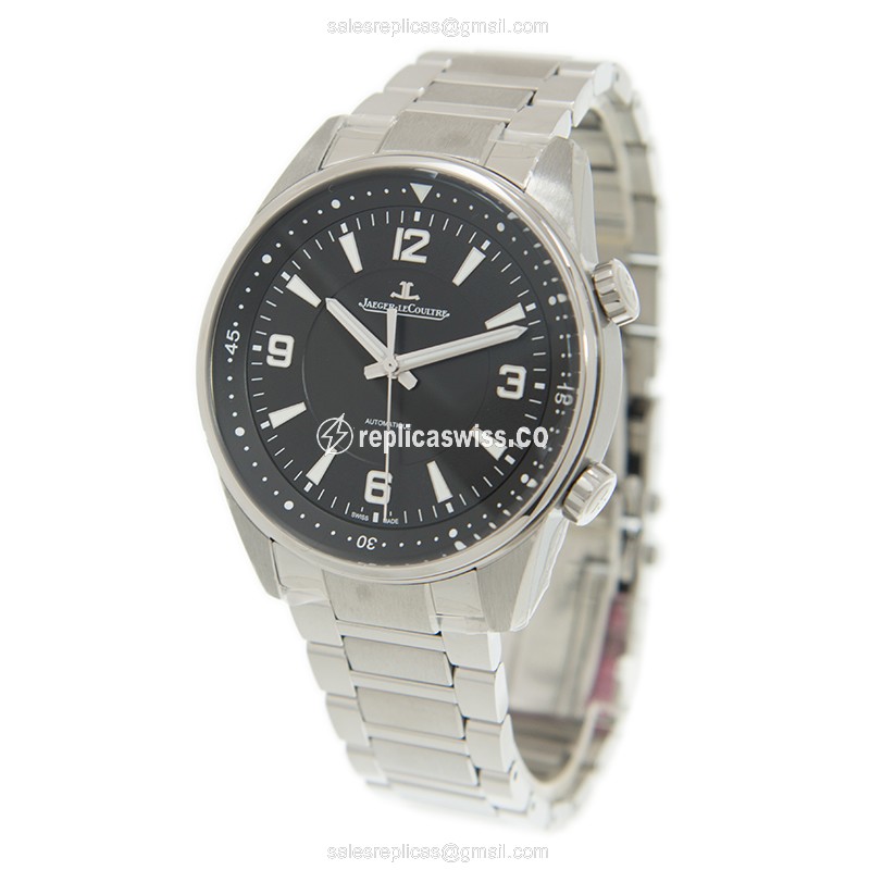 Jaeger-LeCoultre Polaris Date Replica - Steel - Black Dial - View 3