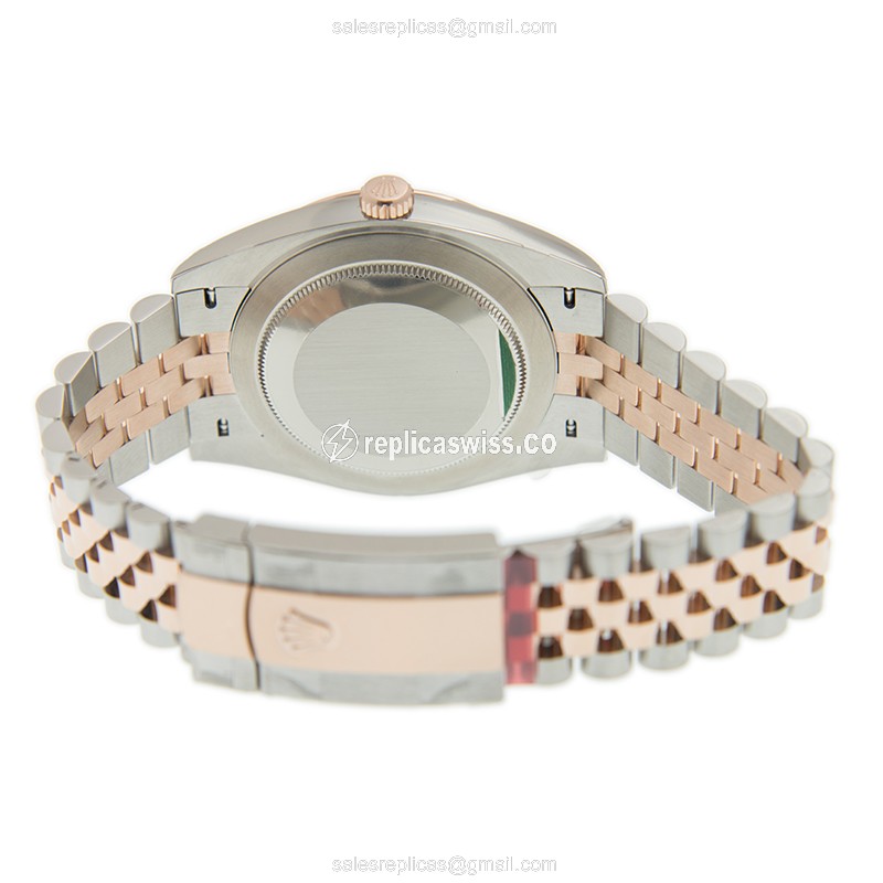 Rolex DATEJUST Replica - Automatic - 18kt Rose Gold & Steel - Green Dial - Gold Clasp - View 4