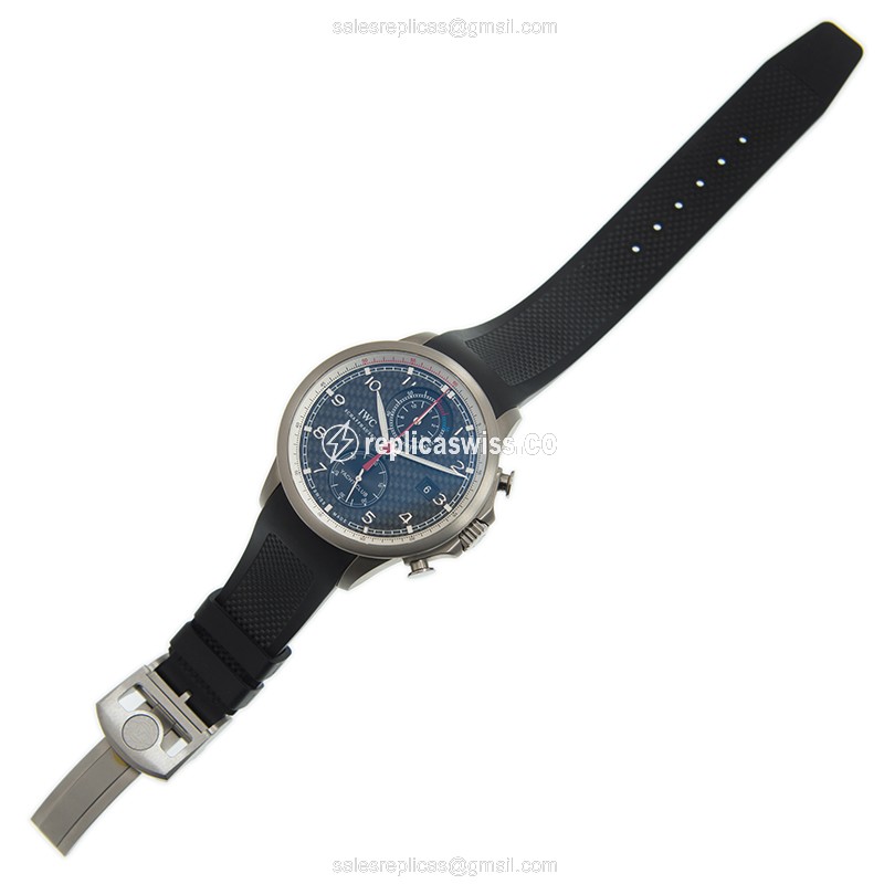 IWC Portuguese Replica - Automatic - Steel Case - Black Dial - Rubber Strap - View 2