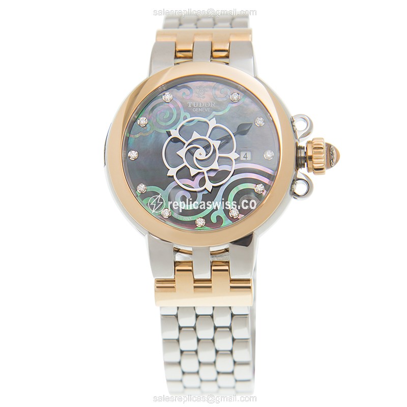 18kt Gold Tudor Clair De Rose - Automatic - Black Dial - Gold & Steel Strap - View 2