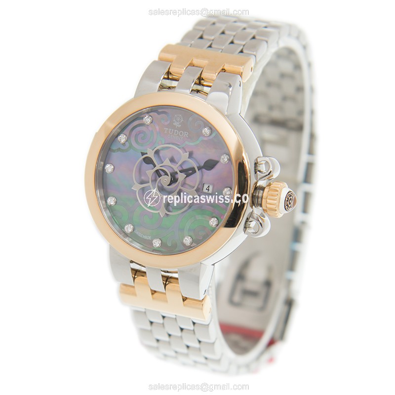 18kt Gold Tudor Clair De Rose - Automatic - Black Dial - Gold & Steel Strap - View 3
