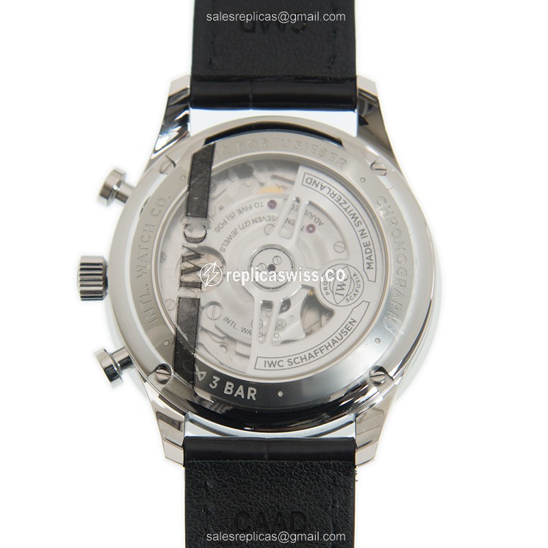 IWC Portuguese IW371606 Replica - Automatic Movement - Steel Case - Blue Dial & Alligator Blue strap - View 3