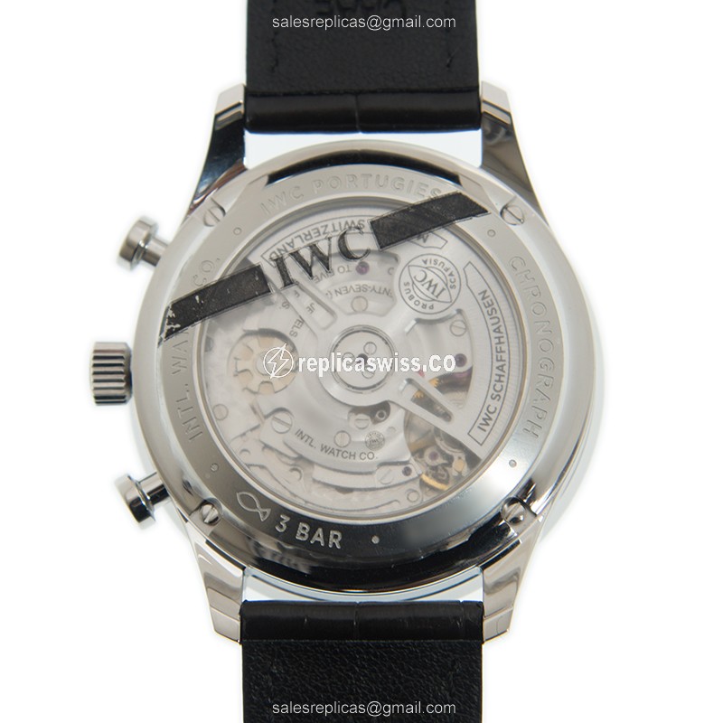 IWC Portuguese Replica - Automatic - Stainless Steel - Black Dial - Alligator Black Clasp - View 3