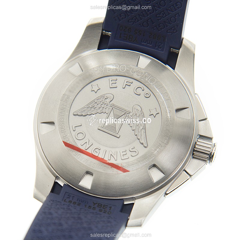 Longines CONQUEST Replica - Automatic - Steel Case - Blue Dial, Rubber Strap - View 4